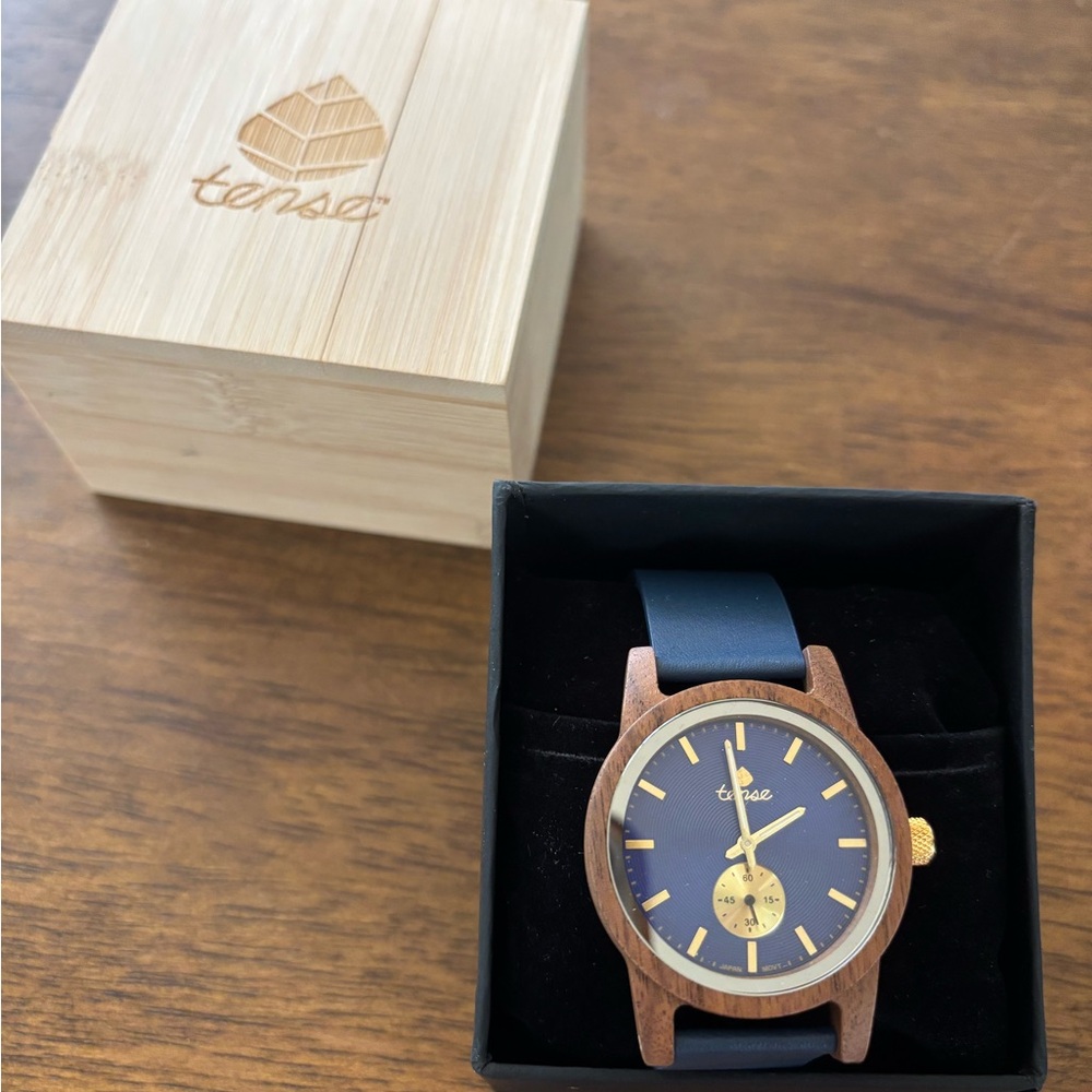 Tense Blue and Brown Wooden Watch